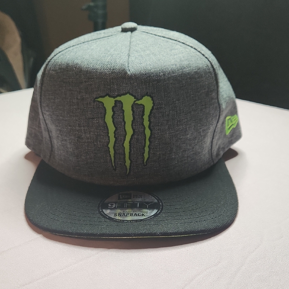 Monster Energy Gray and Black Snapback Hat